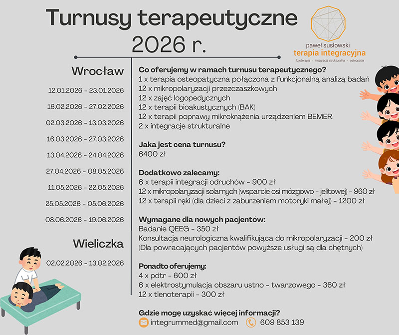 Turnusy terapeutyczne dla dzieci 2026 Integrummed Wrocław Paweł Susłowski